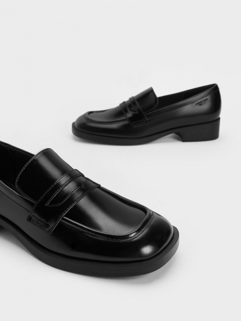 Mocasini Charles & Keith Cut-Out Penny Negrii | 603LJFHCZ