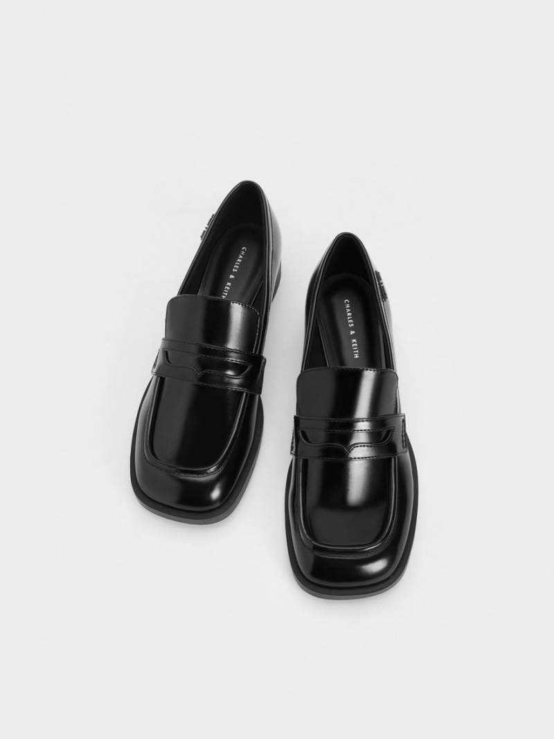 Mocasini Charles & Keith Cut-Out Penny Negrii | 603LJFHCZ