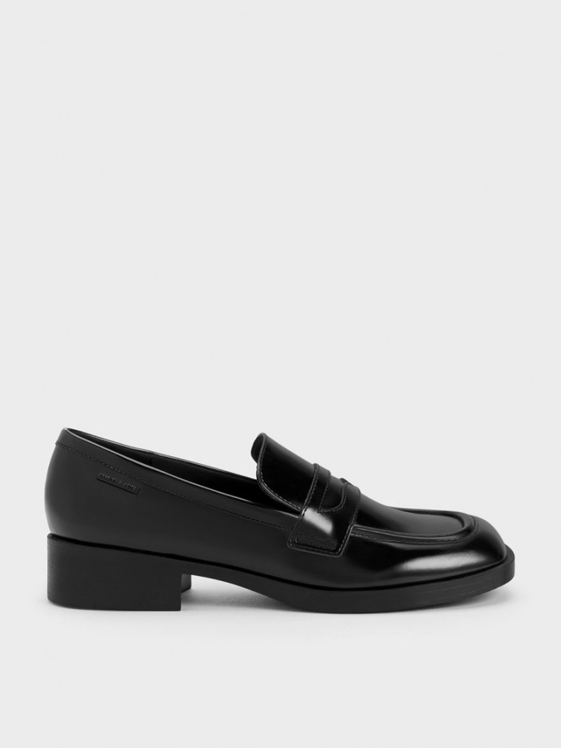 Mocasini Charles & Keith Cut-Out Penny Negrii | 603LJFHCZ