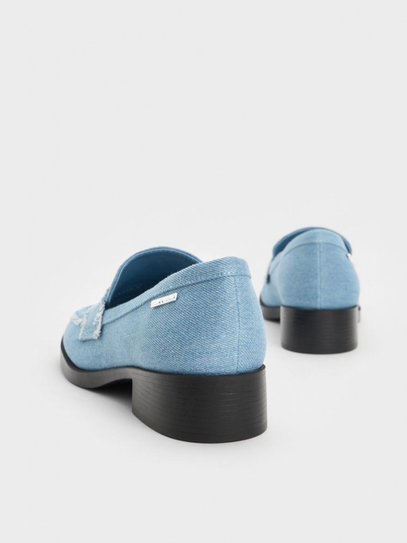 Mocasini Charles & Keith Denim Cut-Out Penny Albastri Deschis | 437MKZNCY