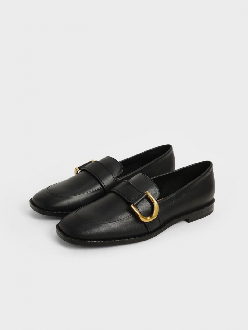 Mocasini Charles & Keith Gabine Buckled Piele​ Negrii | 291NQYHEB