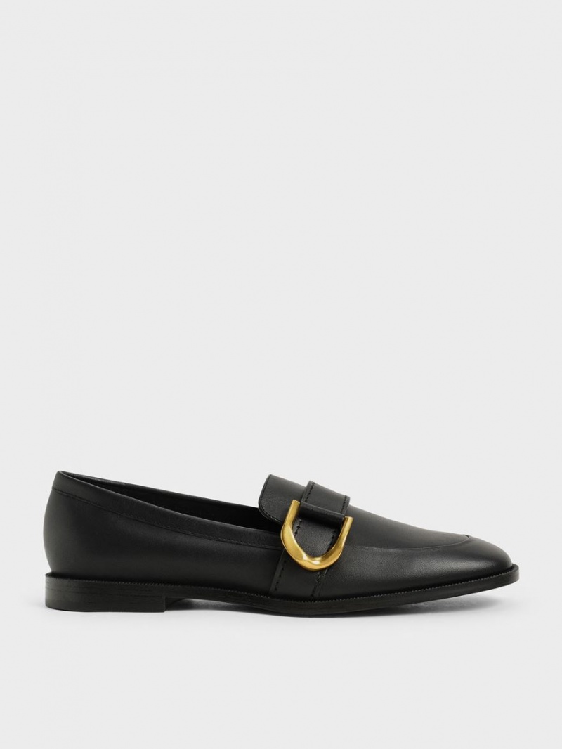 Mocasini Charles & Keith Gabine Buckled Piele​ Negrii | 291NQYHEB