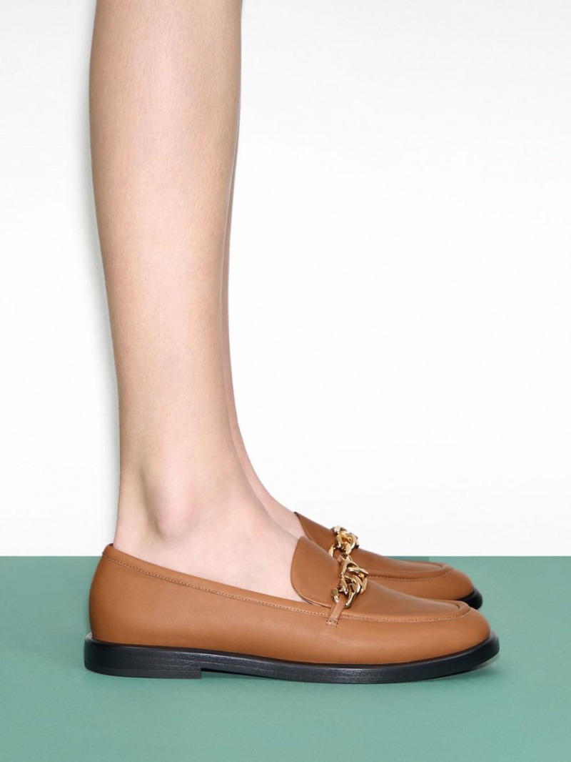 Mocasini Charles & Keith Gabine Chain-Link Piele Maro | 935HWACQN