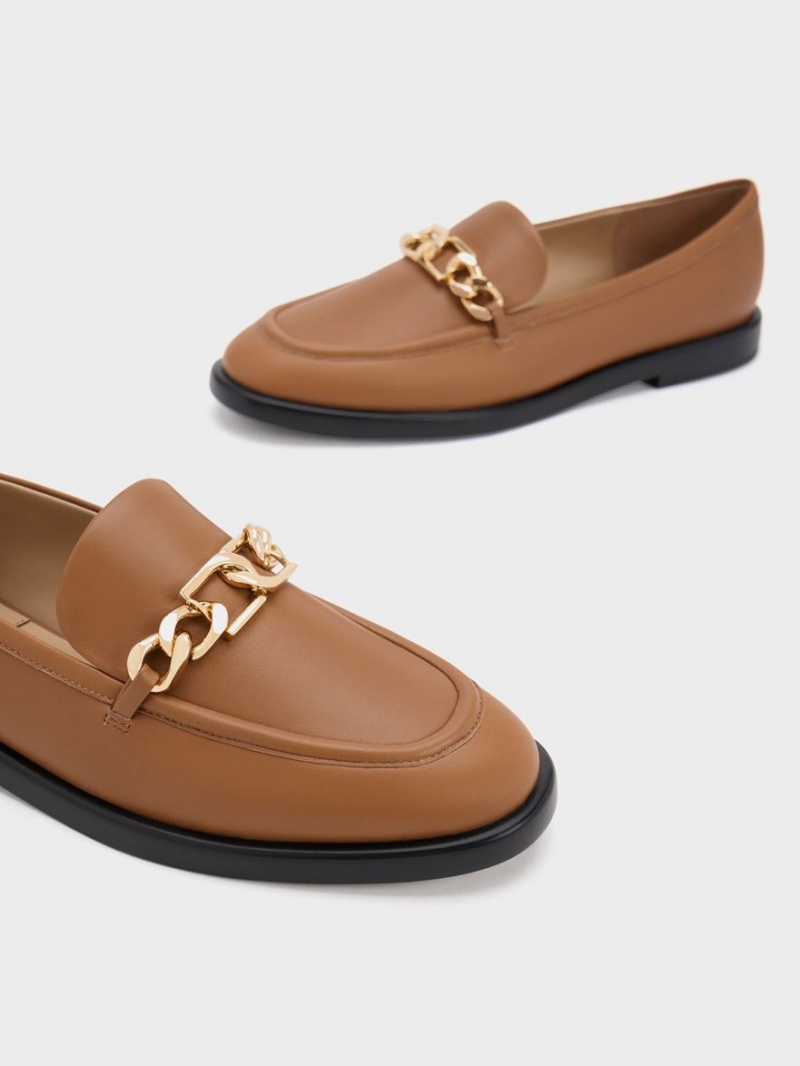 Mocasini Charles & Keith Gabine Chain-Link Piele Maro | 935HWACQN