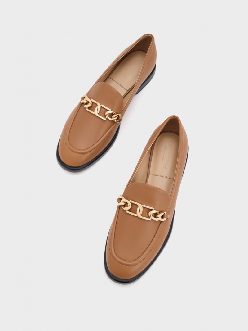 Mocasini Charles & Keith Gabine Chain-Link Piele Maro | 935HWACQN