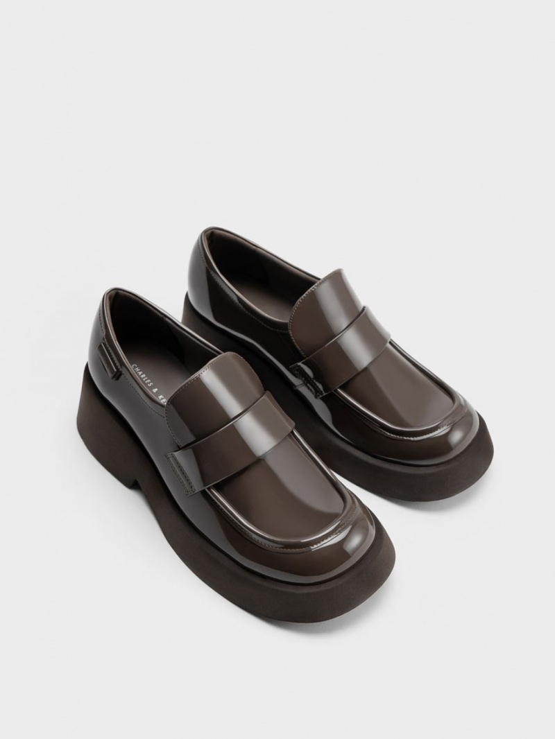 Mocasini Charles & Keith Giselle Curea Grosolan Lacuita Maro | 951OZWFAQ