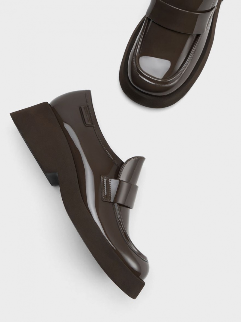 Mocasini Charles & Keith Giselle Curea Grosolan Lacuita Maro | 951OZWFAQ