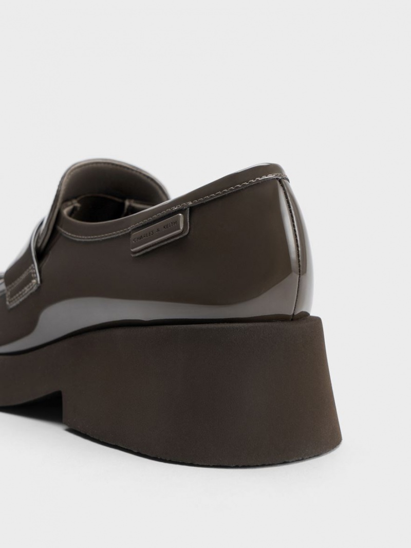 Mocasini Charles & Keith Giselle Curea Grosolan Lacuita Maro | 951OZWFAQ