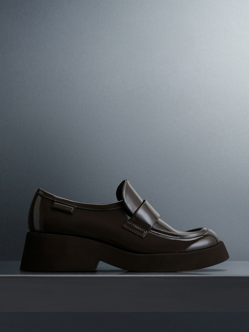 Mocasini Charles & Keith Giselle Curea Grosolan Lacuita Maro | 951OZWFAQ