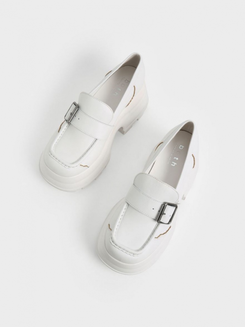 Mocasini Charles & Keith Jules Platforma Buckled Albi | 285YORGKN