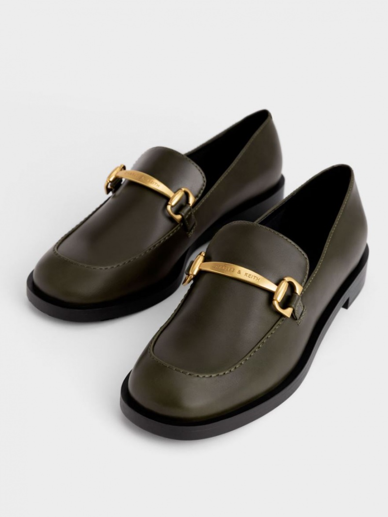 Mocasini Charles & Keith Metallic Accent Masline Verzi | 704QEKTRS