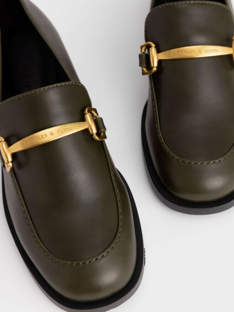 Mocasini Charles & Keith Metallic Accent Masline Verzi | 704QEKTRS