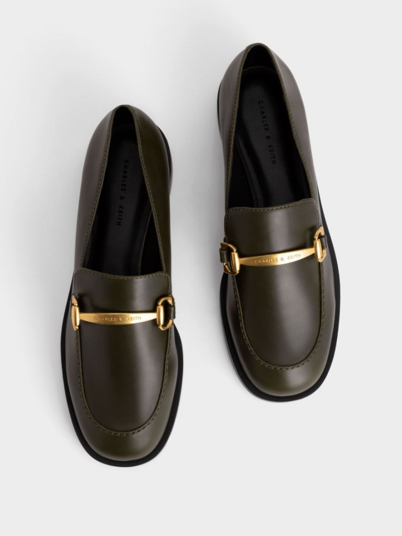 Mocasini Charles & Keith Metallic Accent Masline Verzi | 704QEKTRS