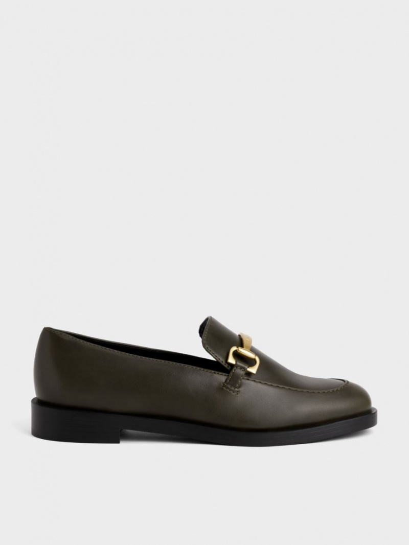 Mocasini Charles & Keith Metallic Accent Masline Verzi | 704QEKTRS