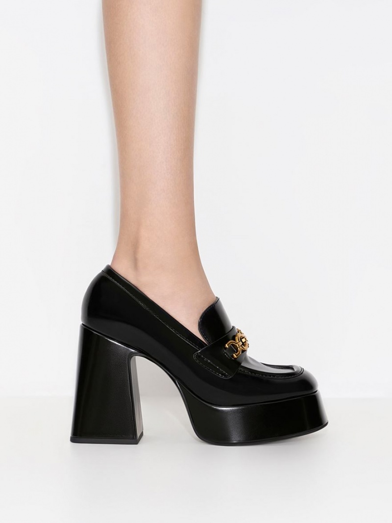 Mocasini Charles & Keith Metallic Accent Platforma Negrii | 217KXWQZH