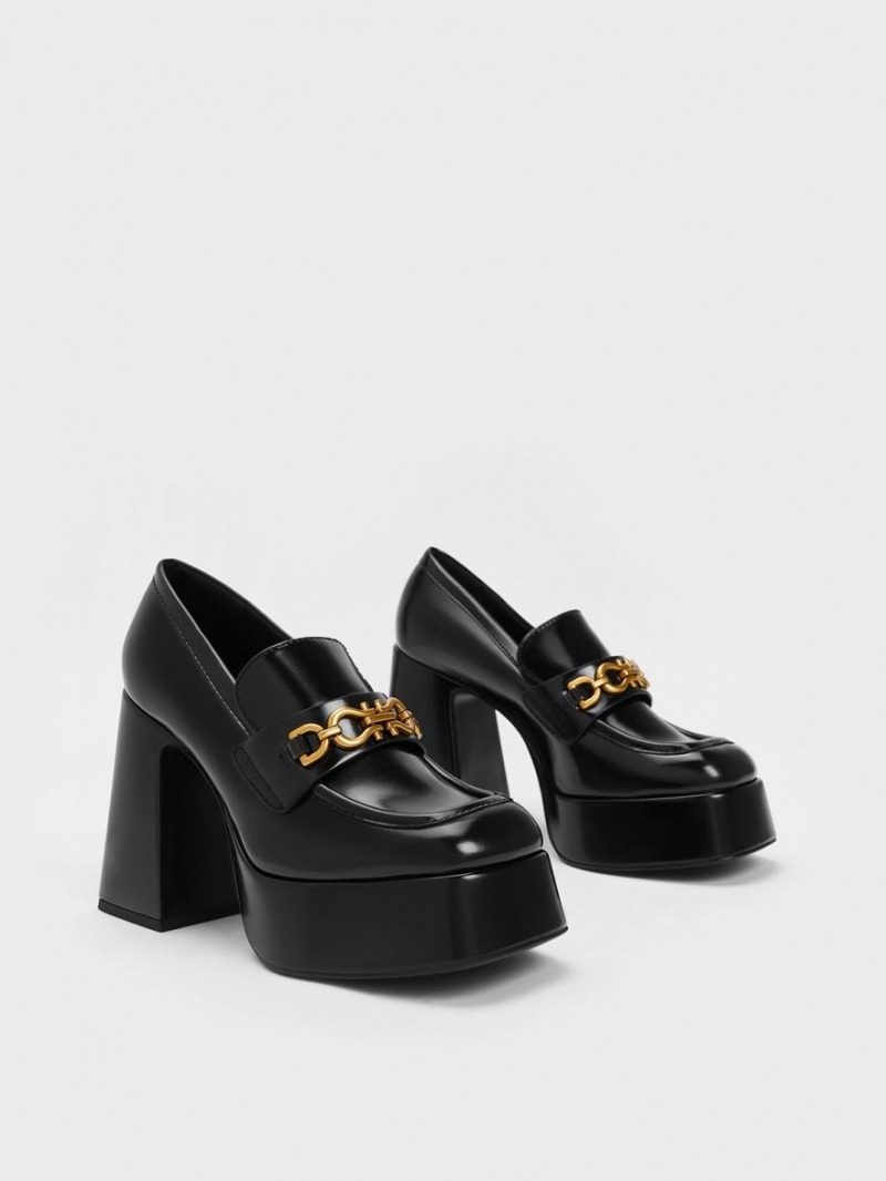 Mocasini Charles & Keith Metallic Accent Platforma Negrii | 217KXWQZH