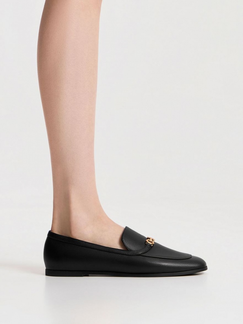 Mocasini Charles & Keith Metallic Accent Round-Bombeu Negrii | 974AEKNYR