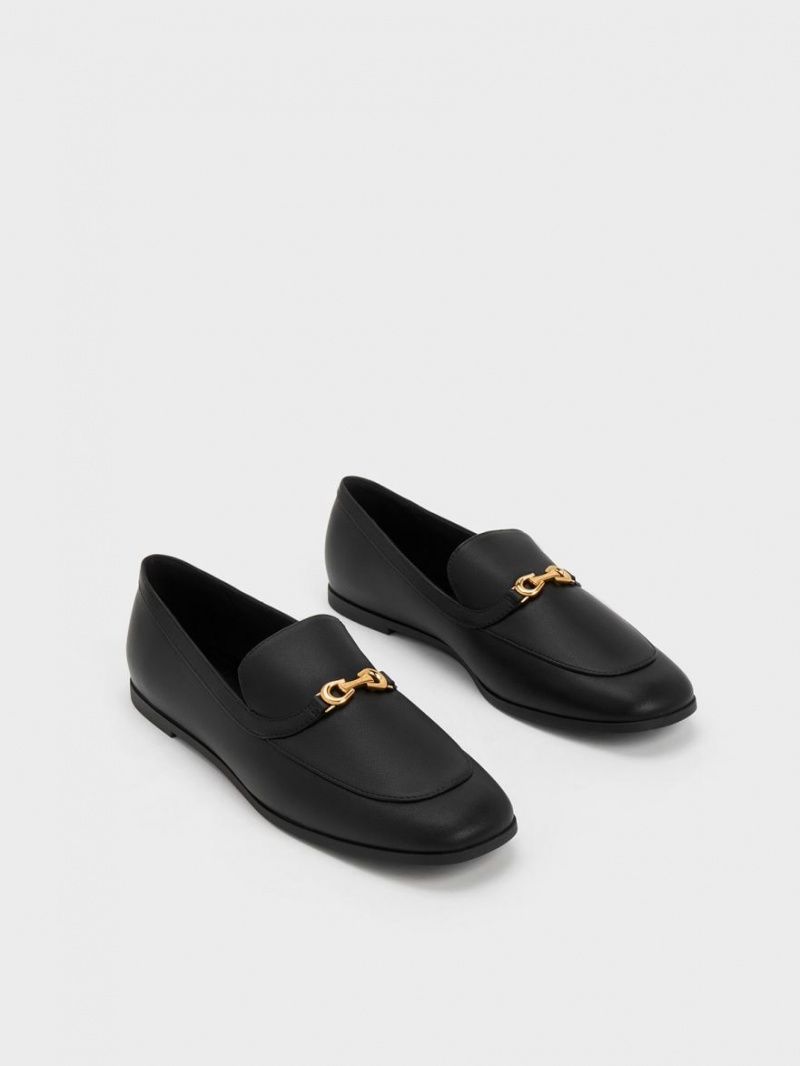 Mocasini Charles & Keith Metallic Accent Round-Bombeu Negrii | 974AEKNYR