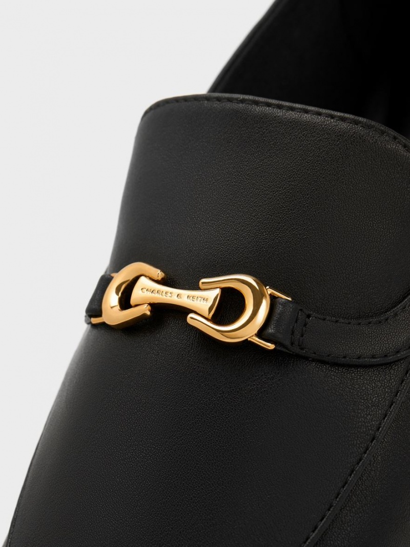 Mocasini Charles & Keith Metallic Accent Round-Bombeu Negrii | 974AEKNYR