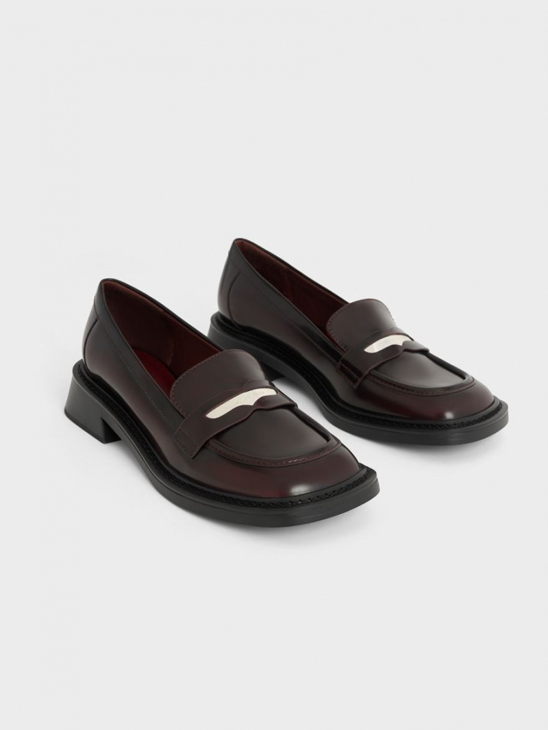 Mocasini Charles & Keith Metallic Penny Tab Visinii | 960GPDIFE