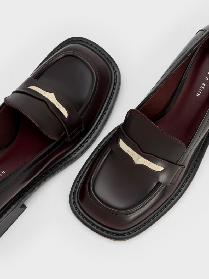 Mocasini Charles & Keith Metallic Penny Tab Visinii | 960GPDIFE