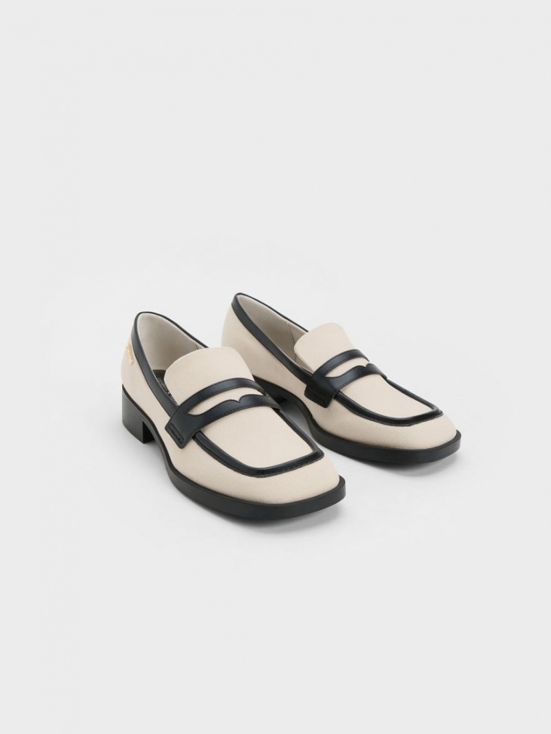Mocasini Charles & Keith Panza Cut-Out Penny Albi | 742JEILWA
