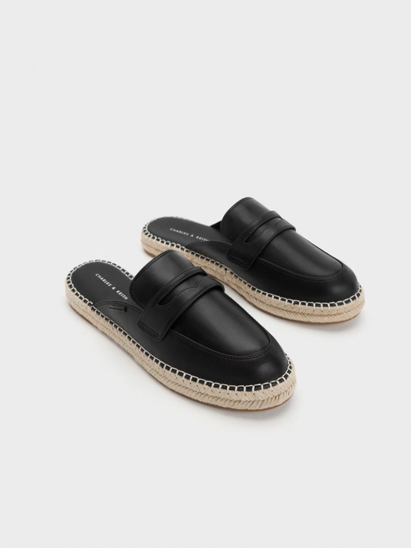 Mocasini Charles & Keith Penny Backless Espadrilles Negrii | 267ABWGMC