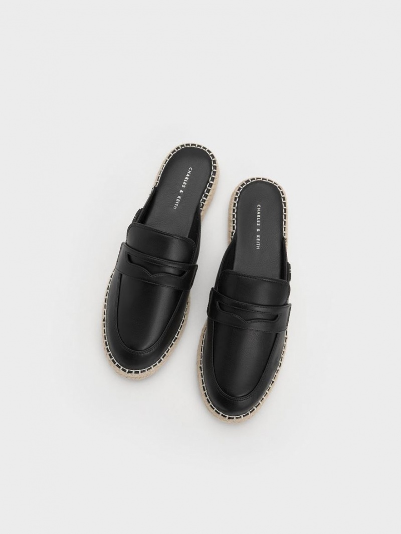 Mocasini Charles & Keith Penny Backless Espadrilles Negrii | 267ABWGMC