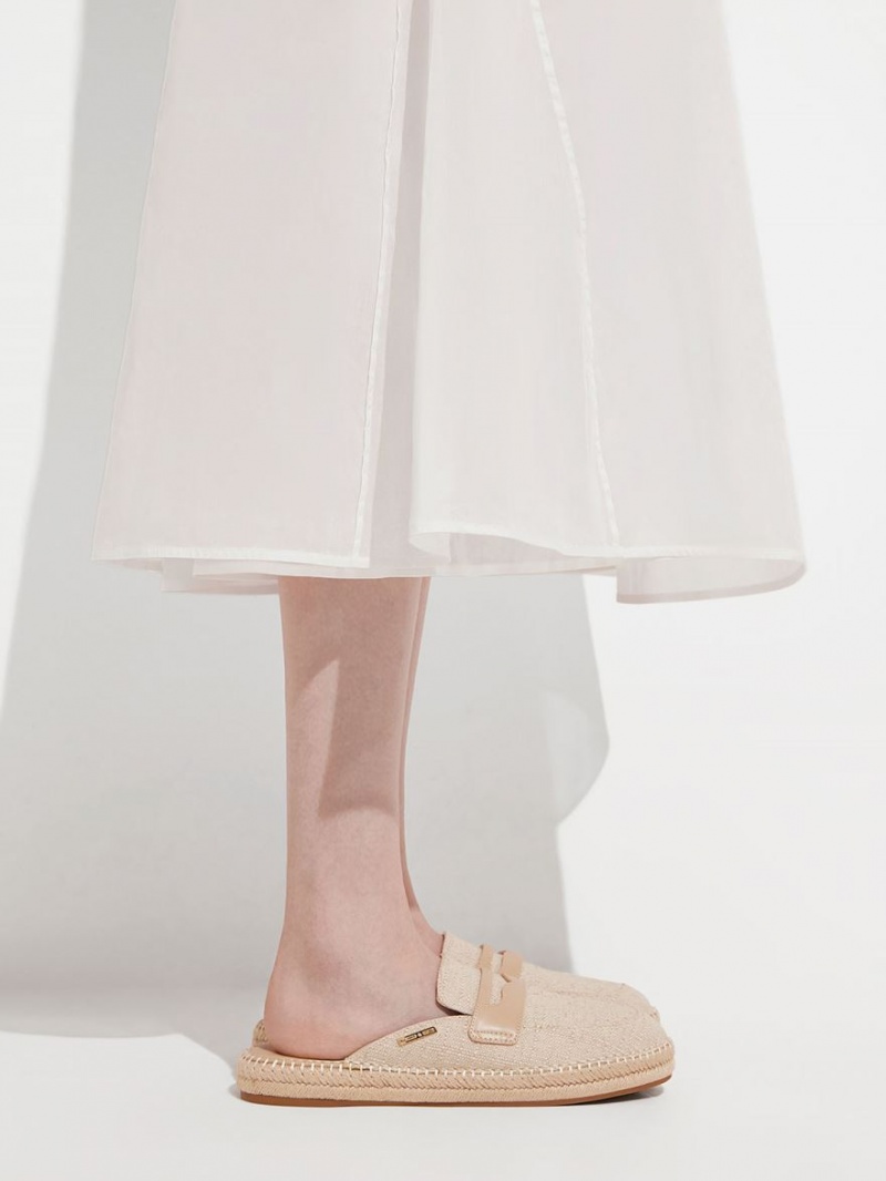 Mocasini Charles & Keith Penny Backless Espadrilles Bej | 412ZCATDX