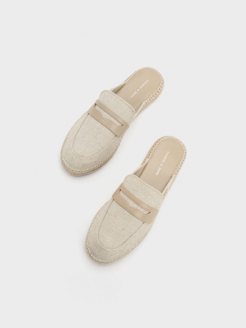 Mocasini Charles & Keith Penny Backless Espadrilles Bej | 412ZCATDX