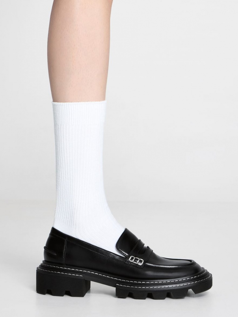 Mocasini Charles & Keith Perline Grosolan Penny Negrii | 197HNDQPJ