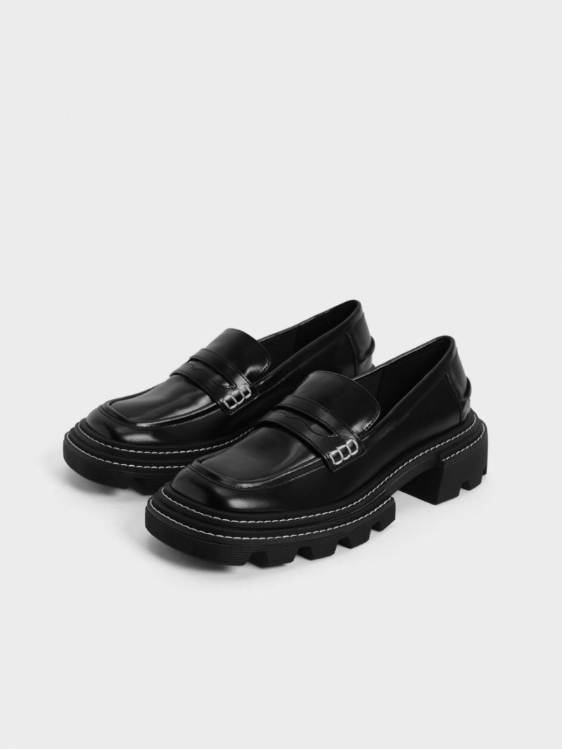 Mocasini Charles & Keith Perline Grosolan Penny Negrii | 197HNDQPJ