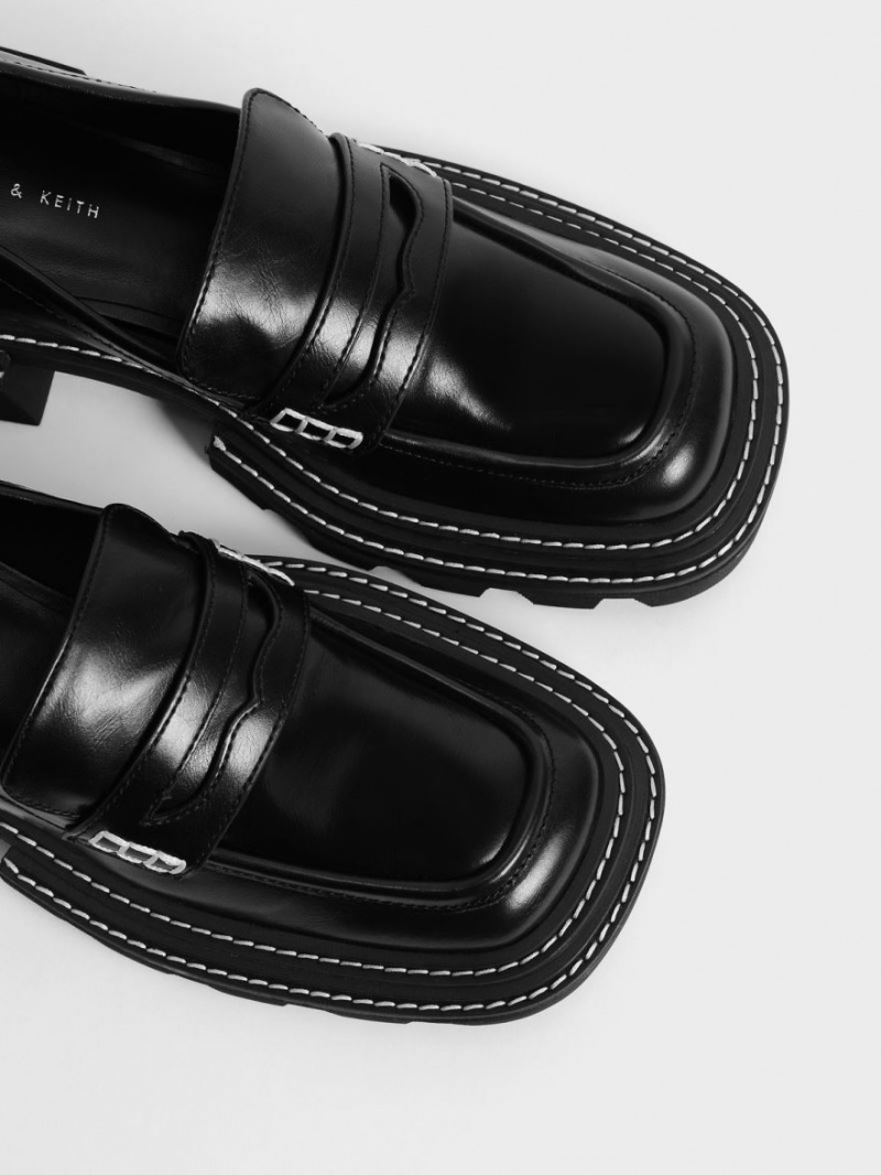 Mocasini Charles & Keith Perline Grosolan Penny Negrii | 197HNDQPJ