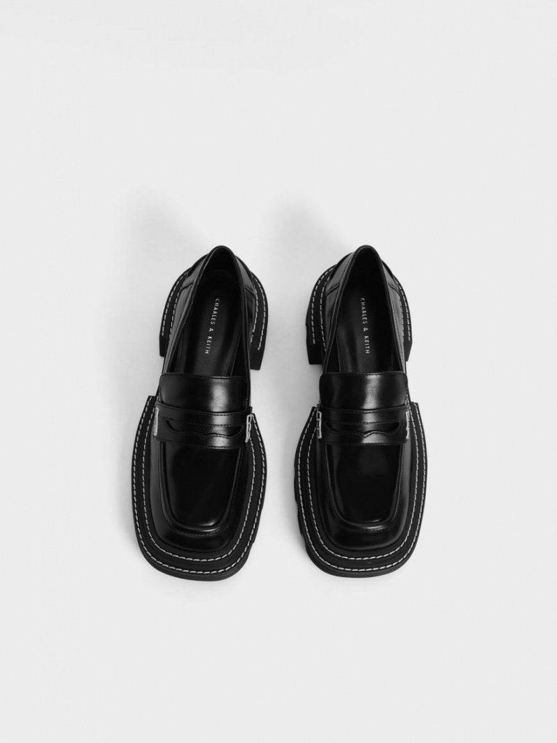 Mocasini Charles & Keith Perline Grosolan Penny Negrii | 197HNDQPJ