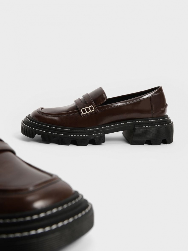 Mocasini Charles & Keith Perline Grosolan Penny Maro Inchis | 260HSVLYZ
