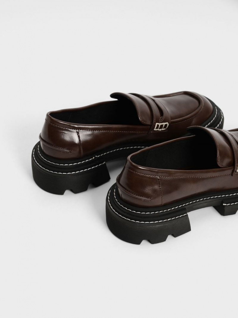Mocasini Charles & Keith Perline Grosolan Penny Maro Inchis | 260HSVLYZ