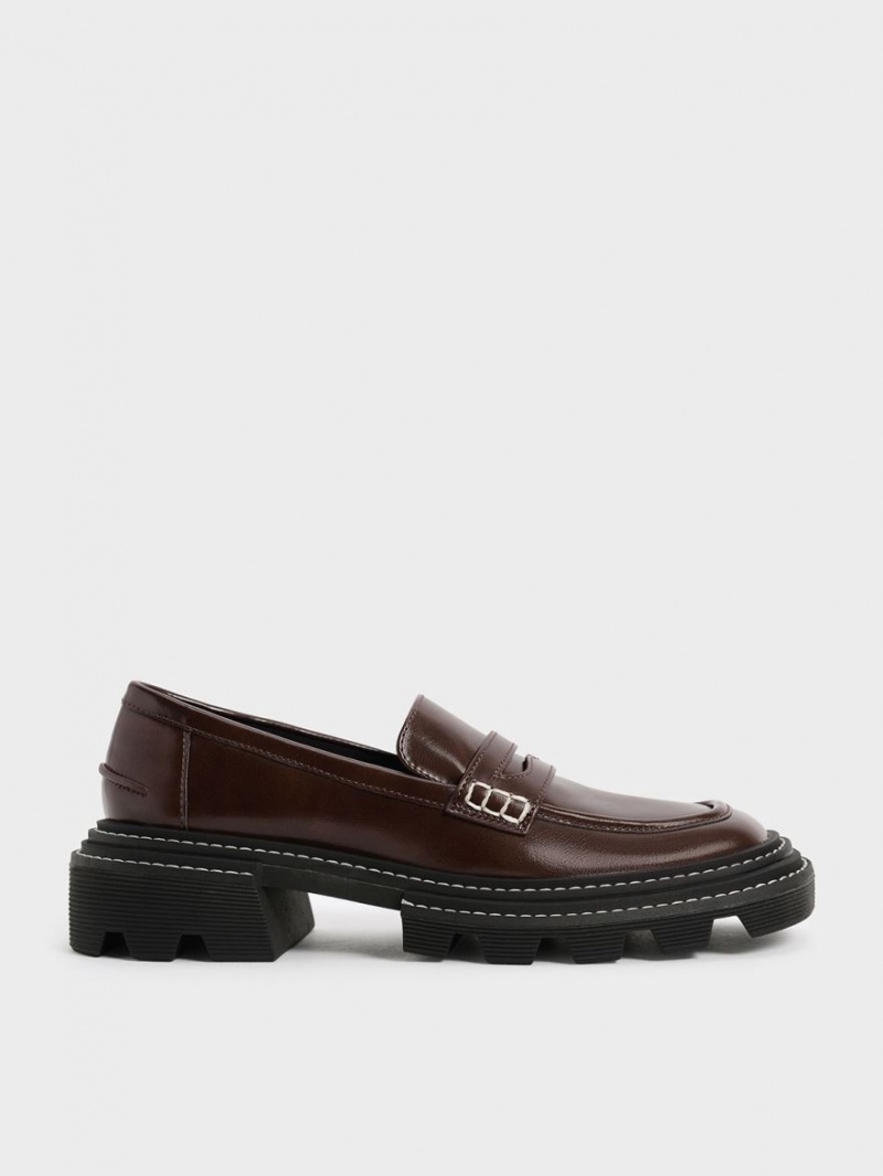 Mocasini Charles & Keith Perline Grosolan Penny Maro Inchis | 260HSVLYZ