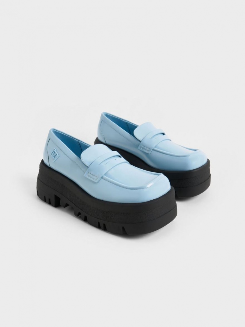 Mocasini Charles & Keith Rainier Grosolan Platforma Penny Albastri Deschis | 704LEJPWZ