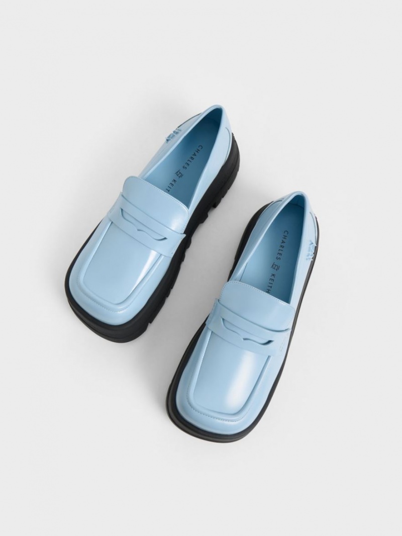 Mocasini Charles & Keith Rainier Grosolan Platforma Penny Albastri Deschis | 704LEJPWZ