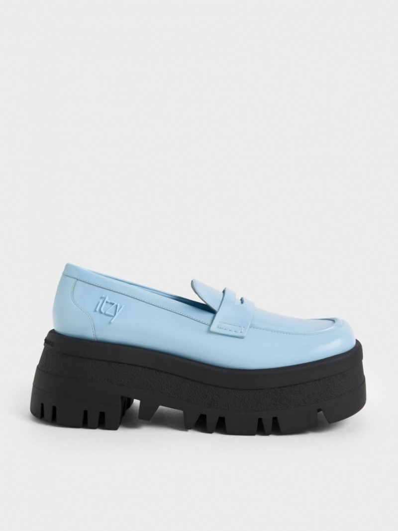 Mocasini Charles & Keith Rainier Grosolan Platforma Penny Albastri Deschis | 704LEJPWZ