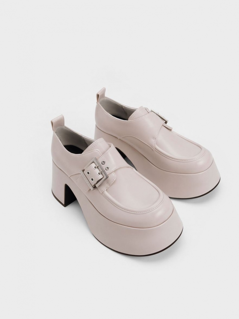 Mocasini Charles & Keith Rubina Buckled Grosolan Gri Deschis | 576TJRUKB