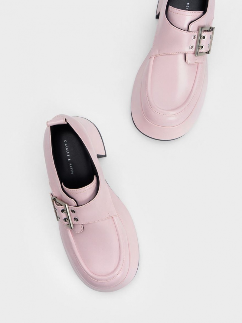 Mocasini Charles & Keith Rubina Buckled Grosolan Roz Deschis | 836RAGNBK