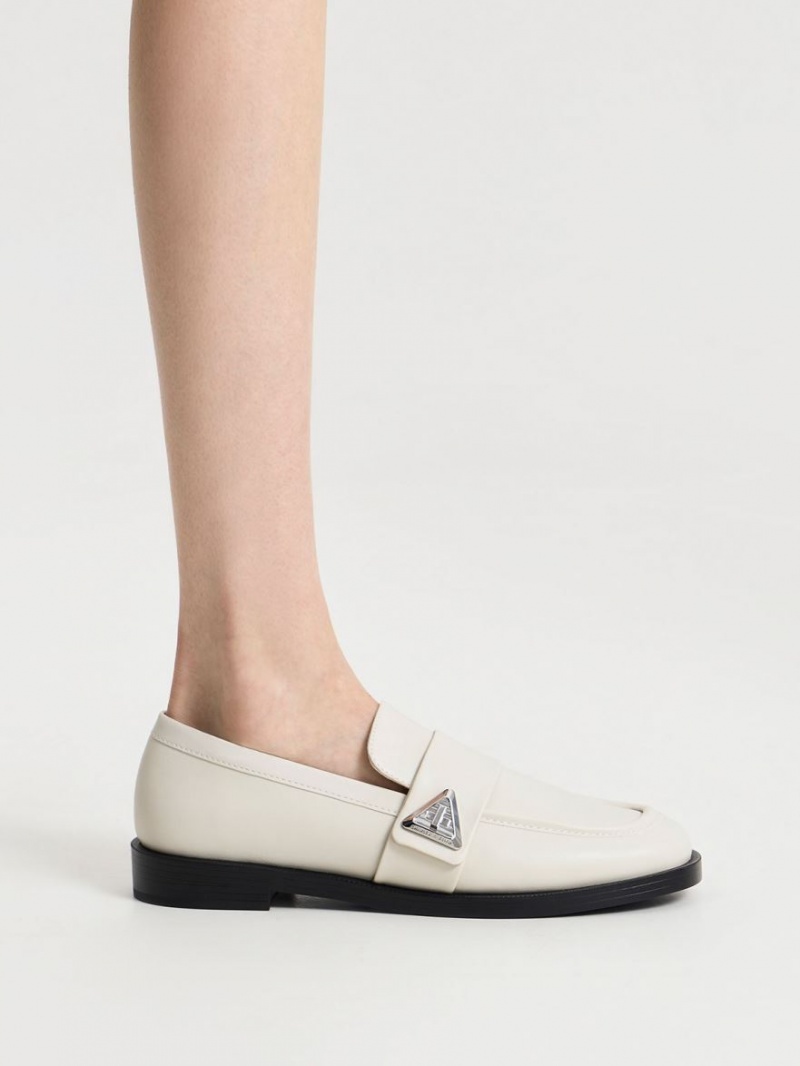 Mocasini Charles & Keith Trice Metallic Accent Albi | 874YTWHCQ