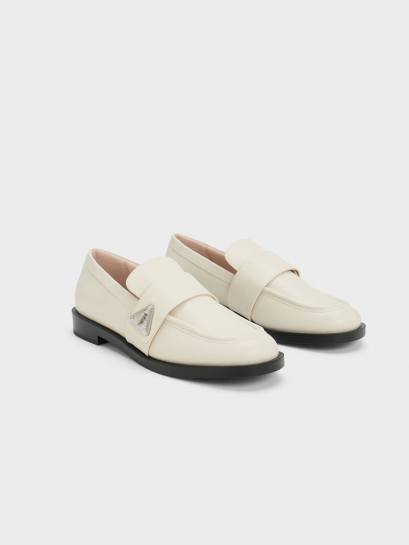Mocasini Charles & Keith Trice Metallic Accent Albi | 874YTWHCQ
