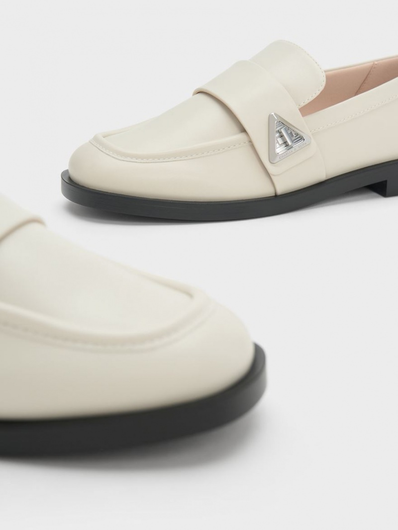 Mocasini Charles & Keith Trice Metallic Accent Albi | 874YTWHCQ