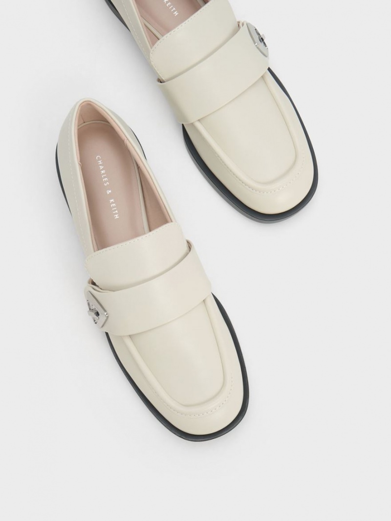 Mocasini Charles & Keith Trice Metallic Accent Albi | 874YTWHCQ