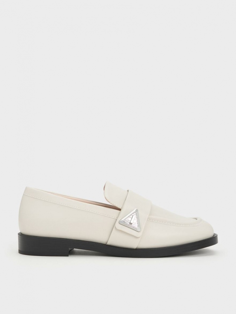 Mocasini Charles & Keith Trice Metallic Accent Albi | 874YTWHCQ