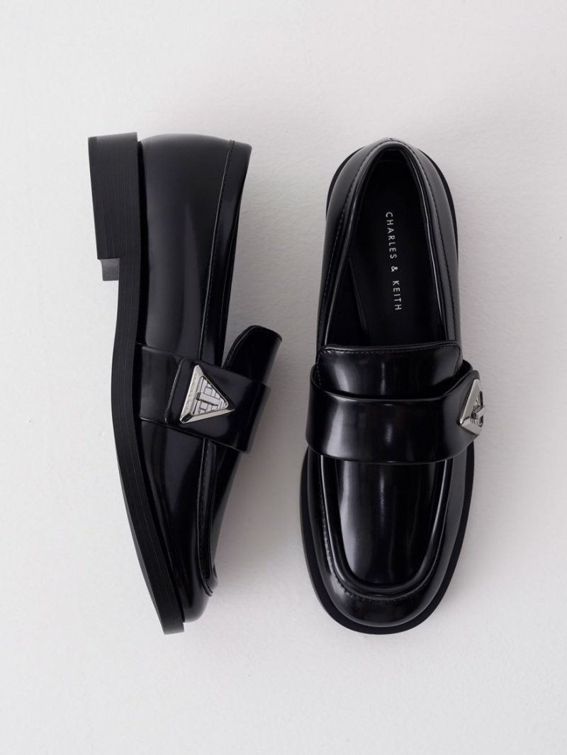 Mocasini Charles & Keith Trice Metallic Accent Negrii | 218WGRLEP