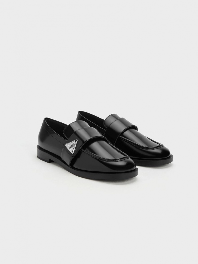 Mocasini Charles & Keith Trice Metallic Accent Negrii | 218WGRLEP