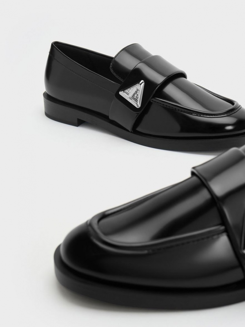 Mocasini Charles & Keith Trice Metallic Accent Negrii | 218WGRLEP